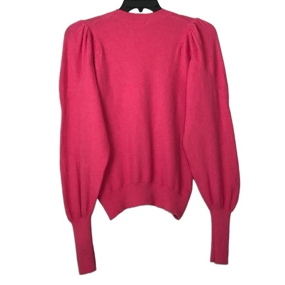 Ulla Johnson Katerina Puff Sleeve Merino Wool Crew Neck Sweater - Fuchsia size S - Picture 8 of 11
